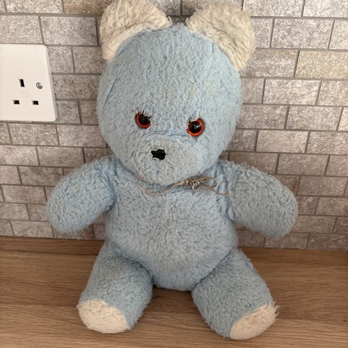 Vintage old blue teddy - old, 15"