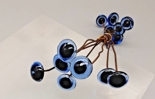 Vintage blue glass - blue, bear