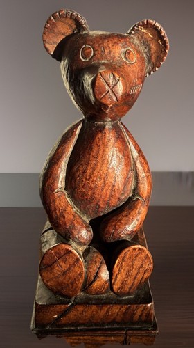 Hand carved wooden teddy - teddy, bear